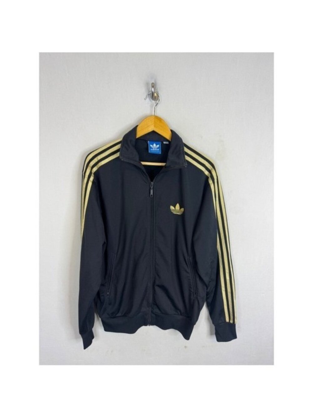 Adidas Originals Mens Black Gold Trefoil Track Jacket 680894 Size Medium